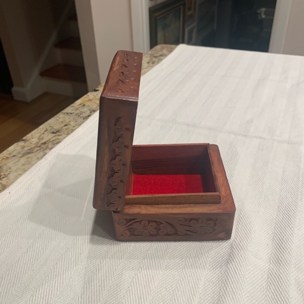 Carved Wooden Jewelry Box - Picture 4 of 6